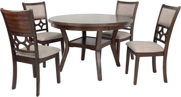 5 Piece Dining Set with 1 Table and 4 Chairs Cherry Brown High Quality Long Lasting Furniture Solid Wood - Image 3