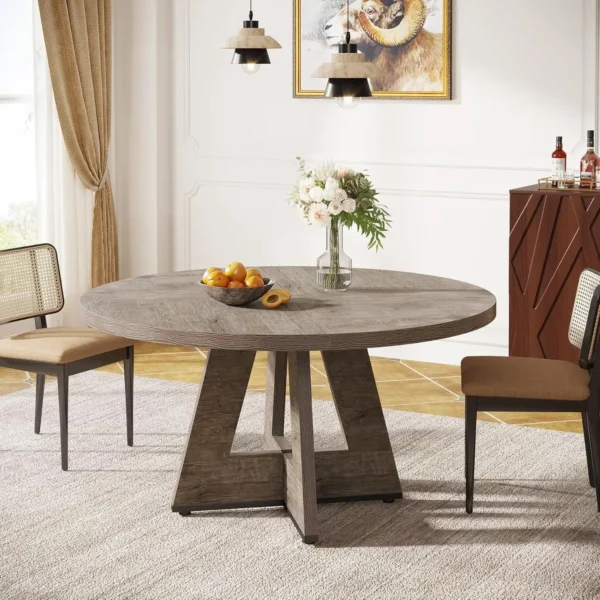 Rustic Farmhouse Dining Table: 47" Round Table for Intimate Meals and Versatile Living - Image 9