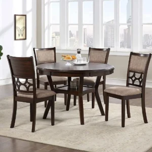 5 Piece Dining Set with 1 Table and 4 Chairs Cherry Brown High Quality Long Lasting Furniture Solid Wood