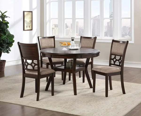 5 Piece Dining Set with 1 Table and 4 Chairs Cherry Brown High Quality Long Lasting Furniture Solid Wood