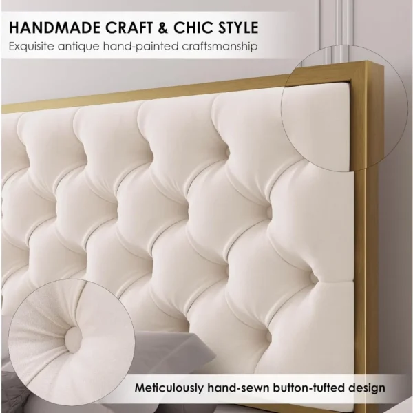 Luxurious Velvet King Bed with Tufted Headboard and Ample Storage - Image 5