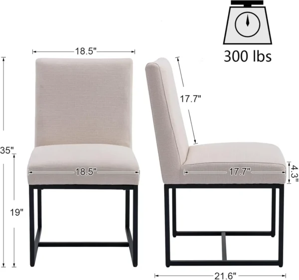 Century Modern Dining Chairs Set of 6 Linen Fabric Kitchen Dining Room Chair Upholstered Dining Chair Side Chair - Image 6