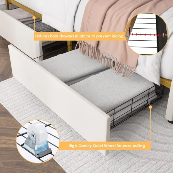 Luxurious Velvet King Bed with Tufted Headboard and Ample Storage - Image 6