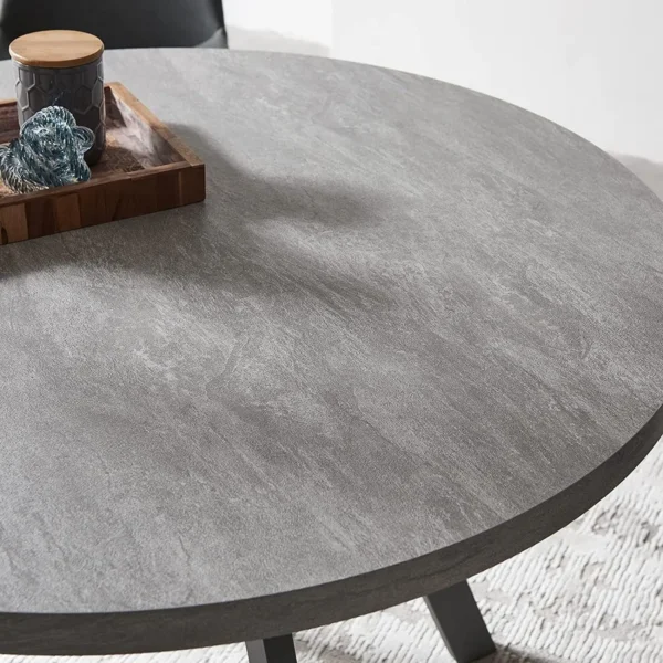 Mid Century Modern 47" Round Dining Table Set with PU Leather Chairs - Image 5