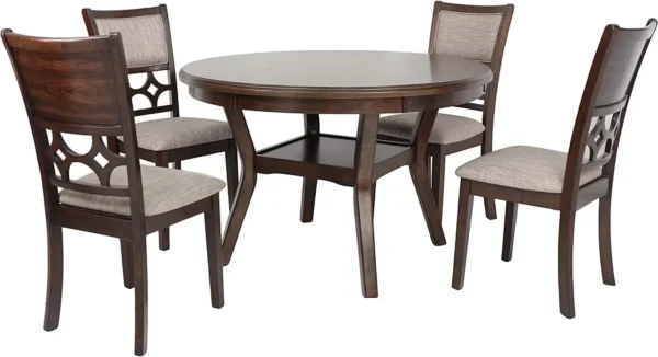 5 Piece Dining Set with 1 Table and 4 Chairs Cherry Brown High Quality Long Lasting Furniture Solid Wood - Image 2
