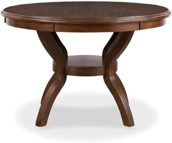 5 Piece Round Dining Set with 1 Table and 4 Chairs Cherry Brown Quality Dining Room Set High Quality Long Lasting Furniture - Image 3