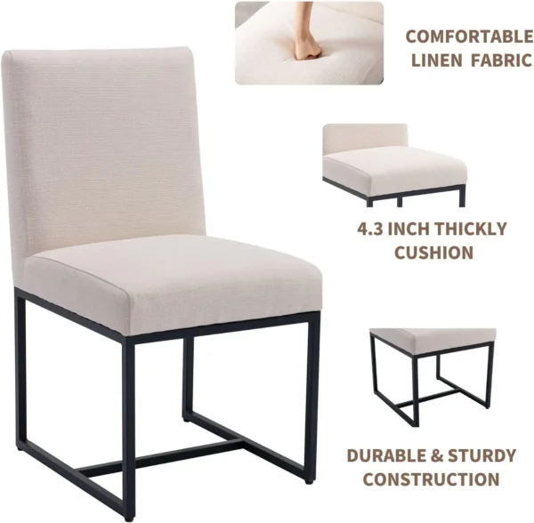 Century Modern Dining Chairs Set of 6 Linen Fabric Kitchen Dining Room Chair Upholstered Dining Chair Side Chair - Image 5