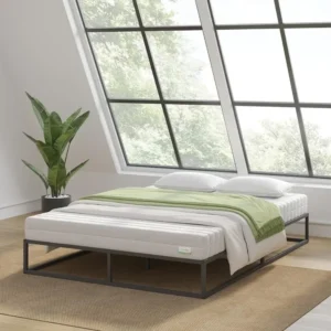 Easy-to-Assemble Queen Bed Frame with Metal Platform and Wood Slat Support