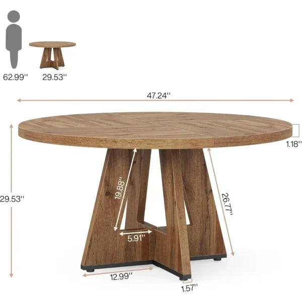 Rustic Farmhouse Dining Table: 47" Round Table for Intimate Meals and Versatile Living - Image 5