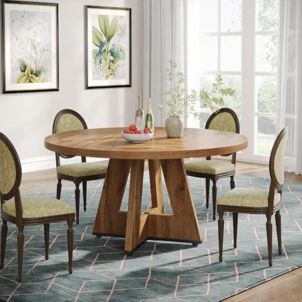Rustic Farmhouse Dining Table: 47" Round Table for Intimate Meals and Versatile Living - Image 2
