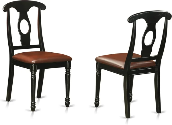 9 Pc Dining Room Set Dining Table with 8 Wooden Dining Chairs Oval Top in Cherry Color and Sleek Black Hardwood Pedestal Legs - Image 6