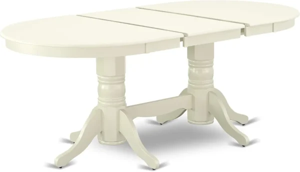 9 Piece Dining Table Set Includes an Oval Dining Room Table with Butterfly Leaf and 8 Wood Seat Chairs 40x76 Inch Linen White - Image 6
