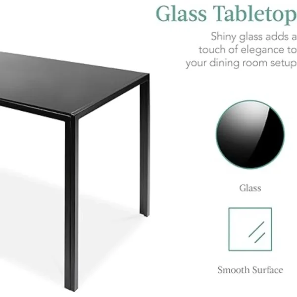 5-Piece Glass Dining Set, Modern Kitchen Table Furniture for Dining Room, Dinette, Compact Space-Saving w/Glass Tabletop - Image 2