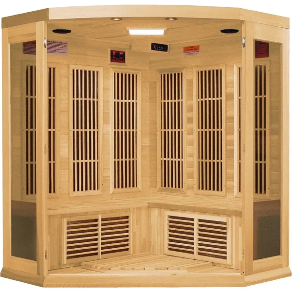 DYNAMIC SAUNAS: Low EMF FAR Infrared Carbon Corner Canadian Hemlock Sauna for Enhanced Health and Relaxation - Image 2
