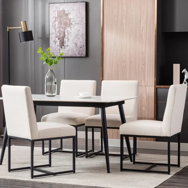 Century Modern Dining Chairs Set of 6 Linen Fabric Kitchen Dining Room Chair Upholstered Dining Chair Side Chair - Image 3