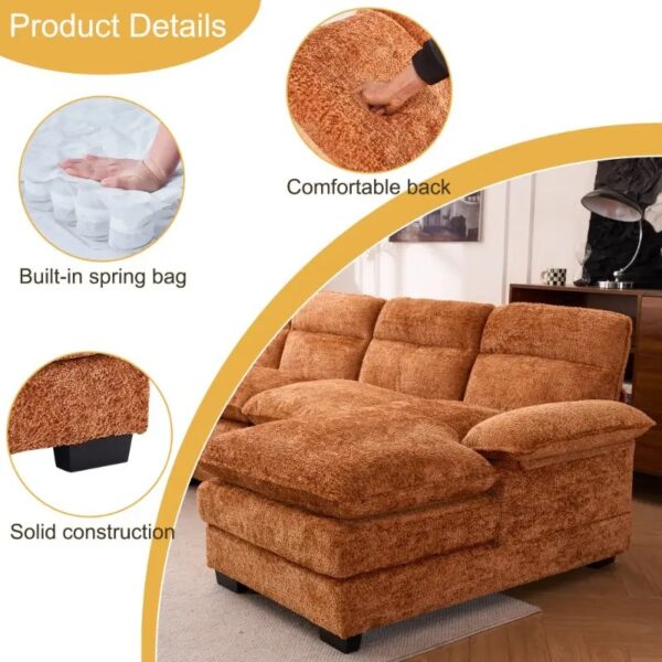 The Sofia Chenille Chaise Sofa - Image 5
