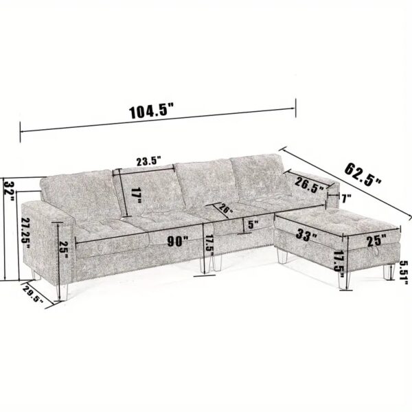 The Sofira Chenille Classic Couch with Ottoman - Image 7