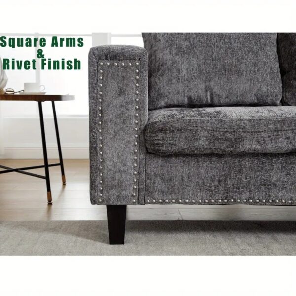 The Sofira Chenille Classic Couch with Ottoman - Image 16