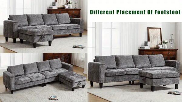 The Sofira Chenille Classic Couch with Ottoman - Image 4