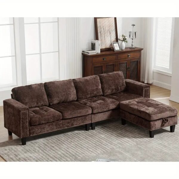 The Sofira Chenille Classic Couch with Ottoman - Image 10