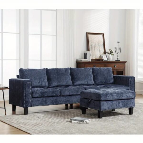 The Sofira Chenille Classic Couch with Ottoman - Image 11