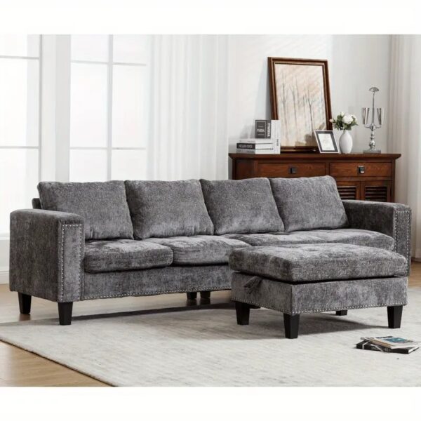 The Sofira Chenille Classic Couch with Ottoman - Image 12
