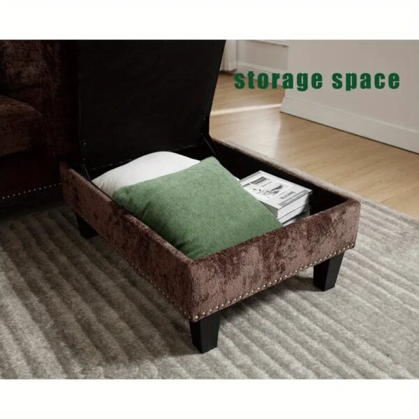 The Sofira Chenille Classic Couch with Ottoman - Image 15