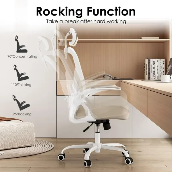 Ergonomic Office Chair with Headrest, Adjustable Lumbar Support, Flip-up Armrests, Breathable Mesh Back, 5-Year Warranty - Image 5