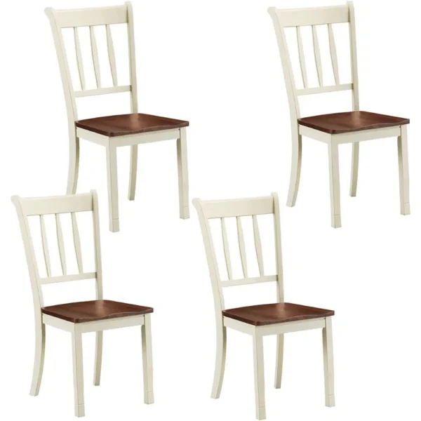 Elevate Your Dining Experience: Set of 4 Armless Wood Dining Chairs with Solid Rubberwood Frame