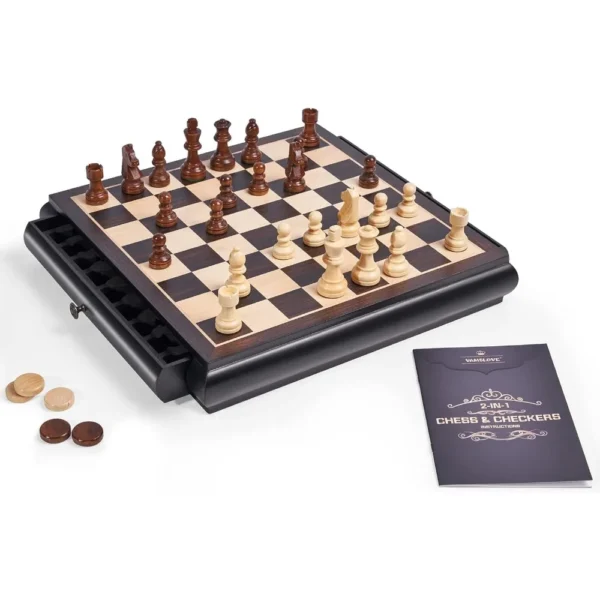 Captivating Wooden Chess Checkers Game Set - Image 5