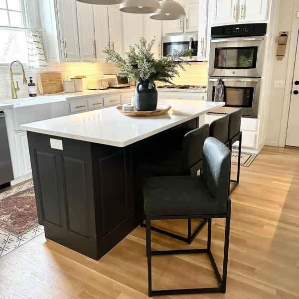 Black Bar Stools Set of 4 - Counter Height 24" Pu Leather Kitchen Modern Bar Chairs (Grey, Black, White And Gold Bv, White Gold) - Image 3