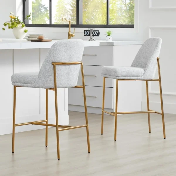 Counter Height Bar Stools Set of 2, FSC Certified Metal Barstools for Kitchen Island, 27" H Seat Height,Fabric - Image 2
