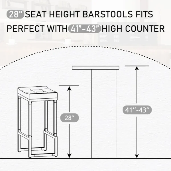 3-Piece 28" Counter Height Bar Stools in Grey Faux Leather with Backless Saddle Design - Image 2