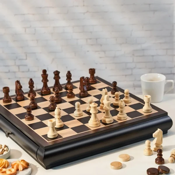 Captivating Wooden Chess Checkers Game Set - Image 6