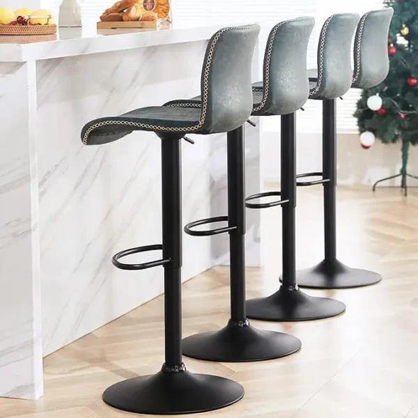 Swivel Bar Stools Set of 4, Counter Height Bar Stools with Back, Adjustable Stools 24" to 32", Faux Leather Stool - Image 8
