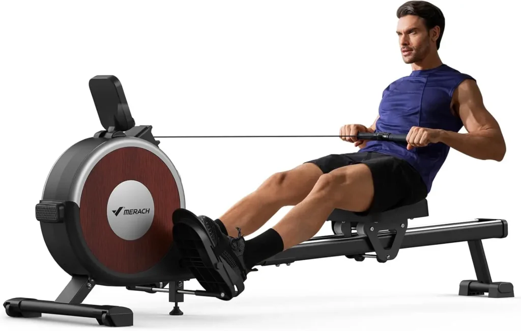 Rowing Machine: Quiet Magnetic Rower with 16 Resistance Levels, Dual Slide Rail, 350lb Capacity