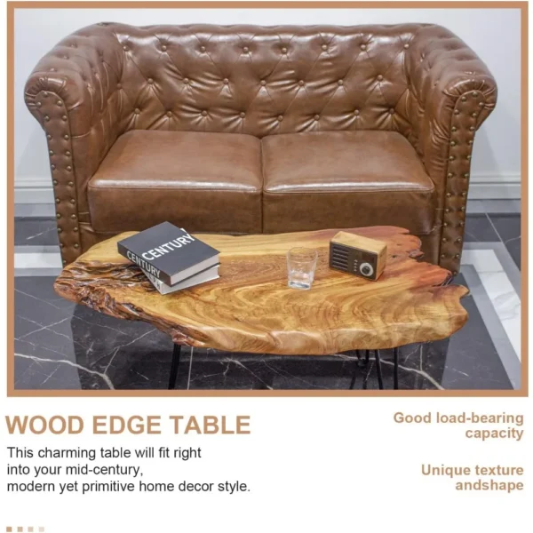 DUTRIEUX Live Edge Natural Wood Coffee Table, 35” x 20” - Image 5