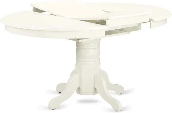 5-Piece Kitchen Set: Oval Linen White Table with Butterfly Leaf and 4 Dining Chairs (42x60 Inch) - Image 3