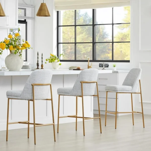 Counter Height Bar Stools Set of 2, FSC Certified Metal Barstools for Kitchen Island, 27" H Seat Height,Fabric - Image 4