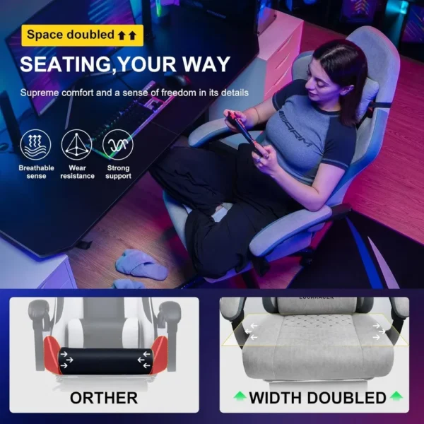 Ergonomic Gaming Chair with Pocket Spring Cushion, Linkage Armrests, Footrest, and High Back for Enhanced Comfort and Style - Image 2