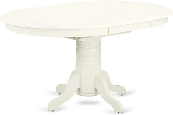 5-Piece Kitchen Set: Oval Linen White Table with Butterfly Leaf and 4 Dining Chairs (42x60 Inch) - Image 2