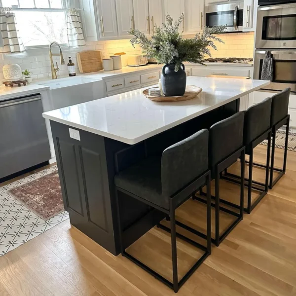 Black Bar Stools Set of 4 - Counter Height 24" Pu Leather Kitchen Modern Bar Chairs (Grey, Black, White And Gold Bv, White Gold) - Image 6