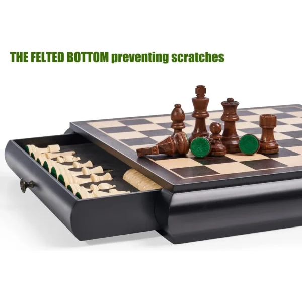 Captivating Wooden Chess Checkers Game Set - Image 4
