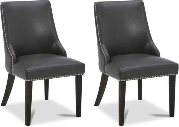 Farmhouse Dining Chairs with Nailhead Trim, Fabric High Back upholstered Chairs, Dining Room Chairs Set of 2 - Image 9