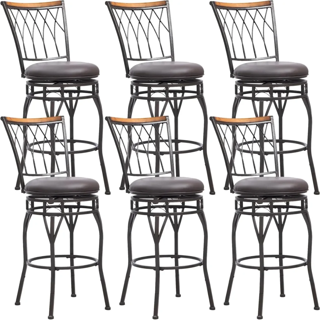 Sheridan Rustic Swivel Bar Stools Set of 6