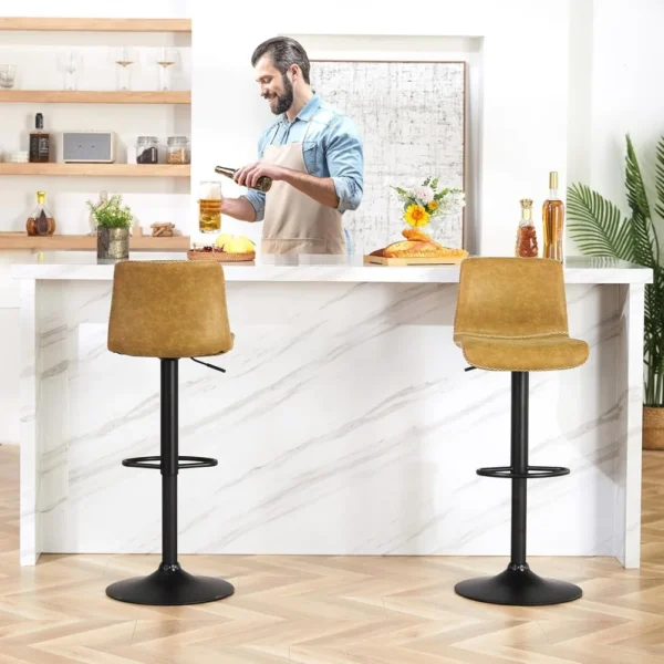 Swivel Bar Stools Set of 4, Counter Height Bar Stools with Back, Adjustable Stools 24" to 32", Faux Leather Stool - Image 4