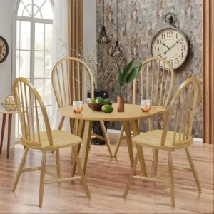 Set of 4 Windsor Chairs, Wood Dining Chairs, French Country Armless Spindle Back Dining Chairs, Farmhouse Kitchen Dining