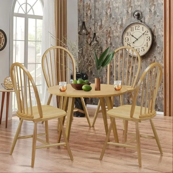 Set of 4 Windsor Chairs, Wood Dining Chairs, French Country Armless Spindle Back Dining Chairs, Farmhouse Kitchen Dining