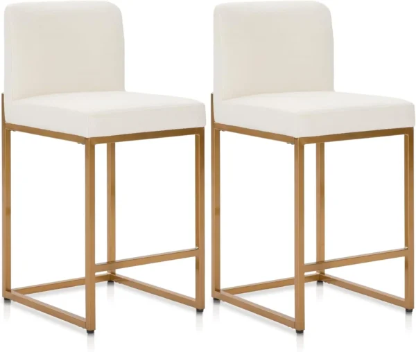 Black Bar Stools Set of 4 - Counter Height 24" Pu Leather Kitchen Modern Bar Chairs (Grey, Black, White And Gold Bv, White Gold) - Image 9