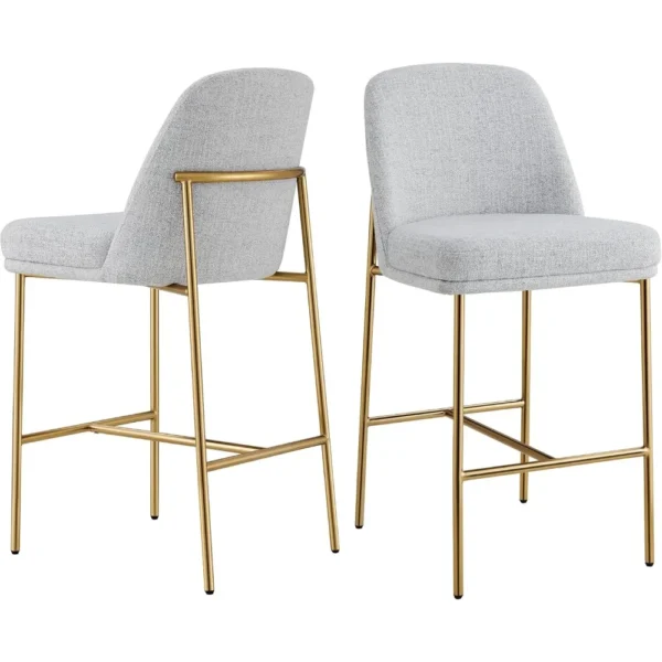 Counter Height Bar Stools Set of 2, FSC Certified Metal Barstools for Kitchen Island, 27" H Seat Height,Fabric